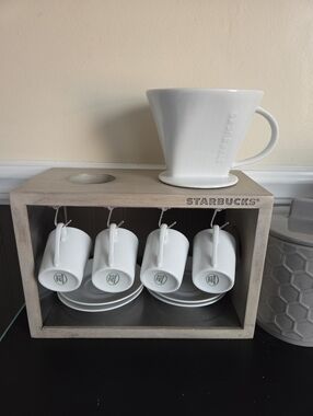 Starbucks White Ceramic Pour-Over Coffee 2 Pc Set